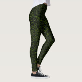 Legging Avocado Green Mandala com simetria geométrica