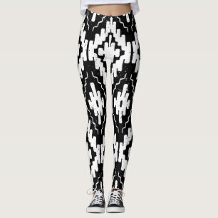 Legging Aztec Black-White: Impressão de Étnica Vintage.