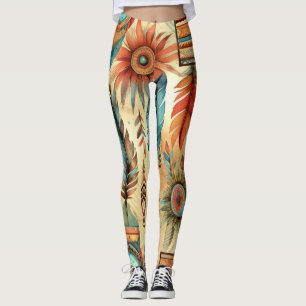 Legging Aztec Boho Tribal Blue Feeds