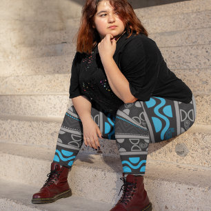 Legging Aztec etnia azul