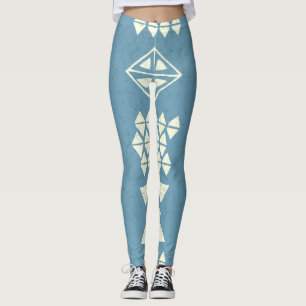 Legging Aztec Étnica: Blue Geométrico Sem Vista.