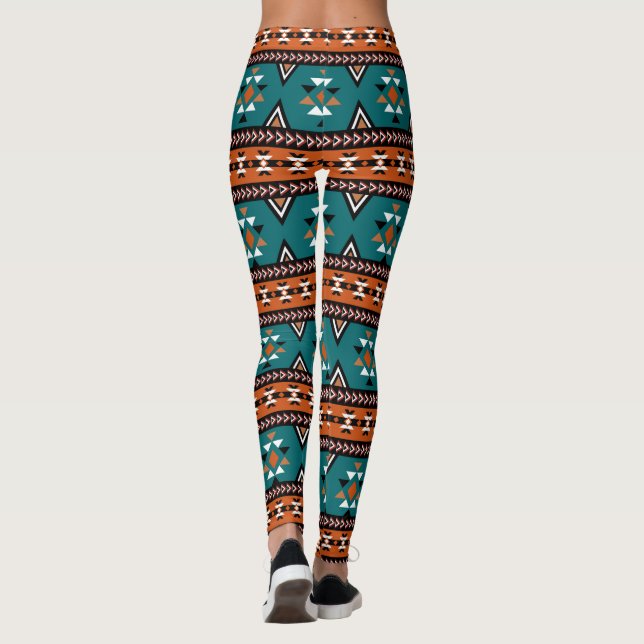 Legging Aztec Padrão Tribal Azul (Verso)