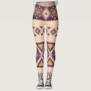 Legging Aztec tribal distribuído, padrão geométrico.