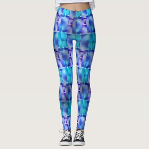 Legging Azuis claros Escuro, formas retangulares manchas