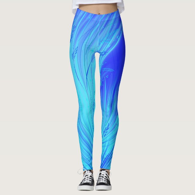 Legging Azul abstrato Encantado para Jardim (Frente)