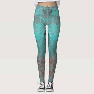 Legging Azul-aqua e barra de pintura lesada da Cinza