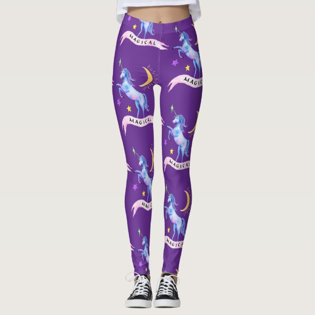 Legging Azul-aquarela Unicorn (Frente)