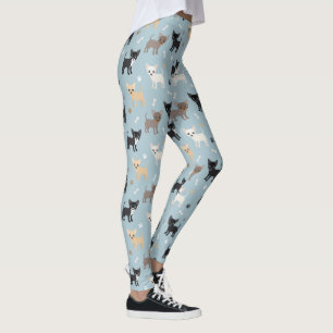 Legging Azul bonito do teste padrão da chihuahua