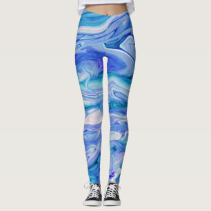 Legging Azul Branco Rosa Azul Turquesa Lilás Mármore Ágata