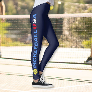 Legging Azul branco vermelho da bola amarela das
