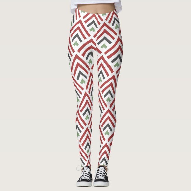 Legging Azul burgundy, geométrico diagonal clássico (Frente)