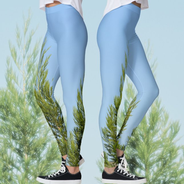 Legging Azul Celeste e Pinheiros Verdes Chic Fotográfico d (Criador carregado)