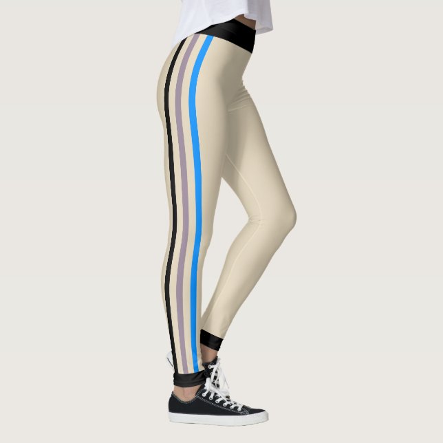 Legging Azul-Cinza Preto com Faixa (personalizado) (Direita)