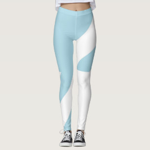 Legging Azul claro (Azul-bebê pálido) e assimétrico branco