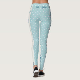 Legging Azul Claro de Bolinhas e Padrão Floral