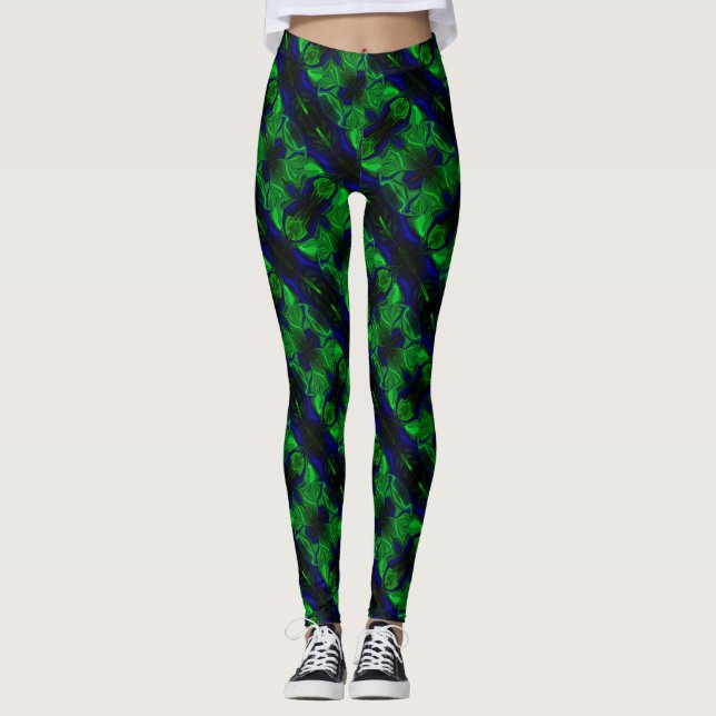Legging Azul com traçados interligados 'flutuantes' (Frente)