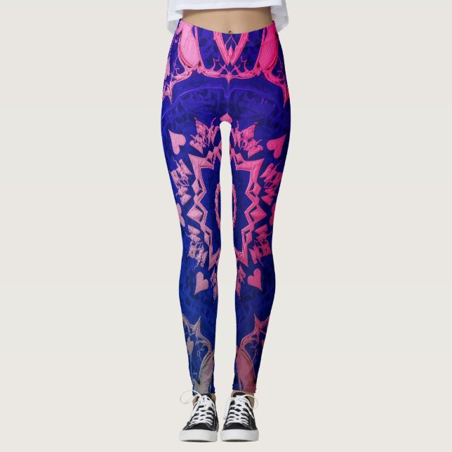 Legging Azul + Cores Vermelhas em Moderno Personalizado El (Frente)