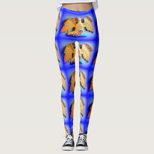 Legging azul de águia-dourada (Frente)