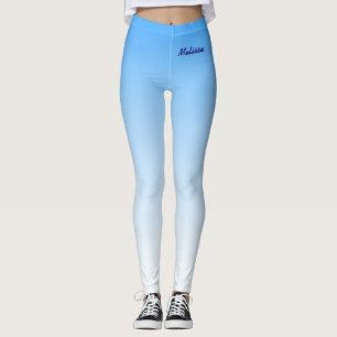Legging Azul de gradiente no céu com seu nome