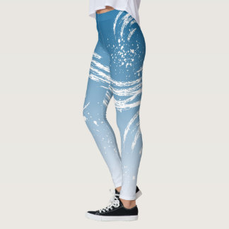 Legging Azul Degradado Efecto Pincelada Brush y Vetas