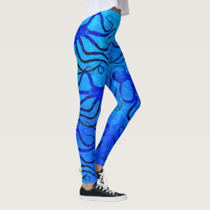 Legging Azul do polvo do Amy no azul - caneleiras