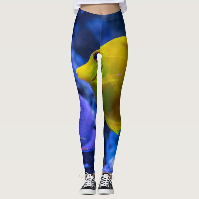 Legging Azul E Amarelo - Dois Bons Pescados (Frente)