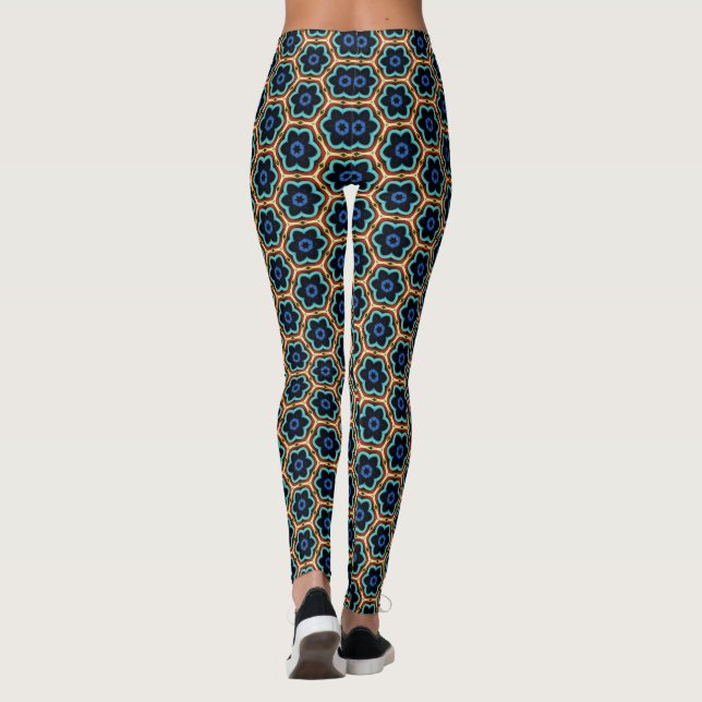 Legging Azul e amarelo floral simples (Verso)