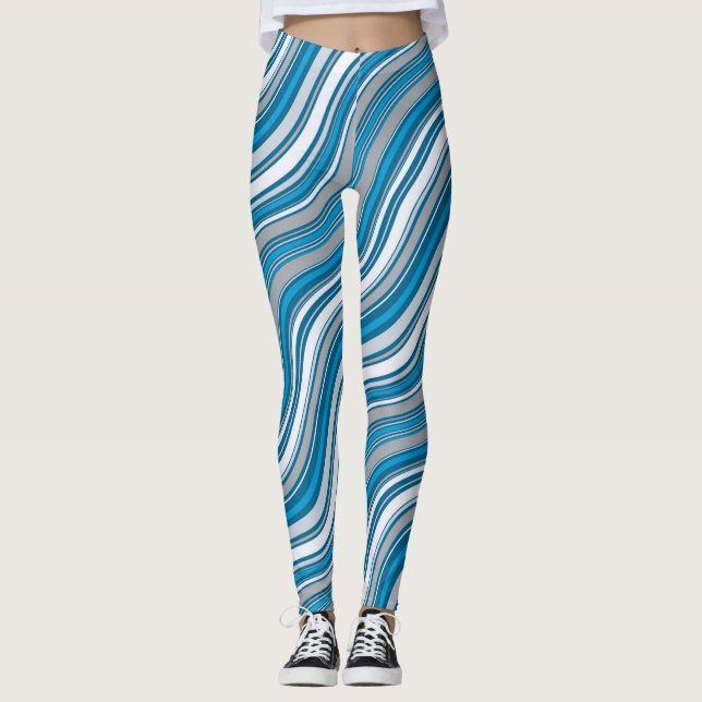 Legging Azul e branco, pernas (Frente)