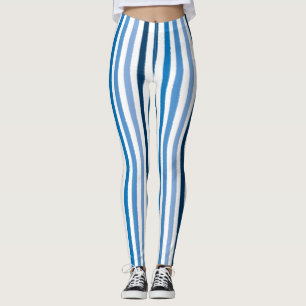 Legging Azul e branco riscado