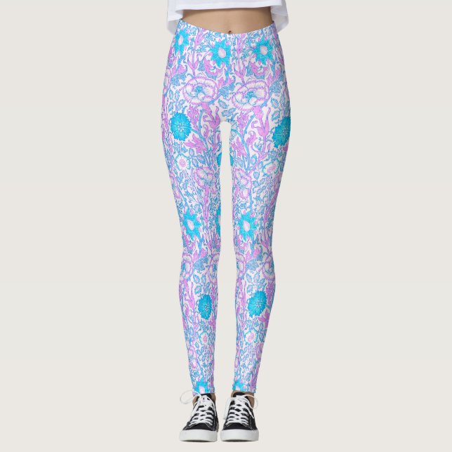 Legging Azul e Roxo Floral (Frente)