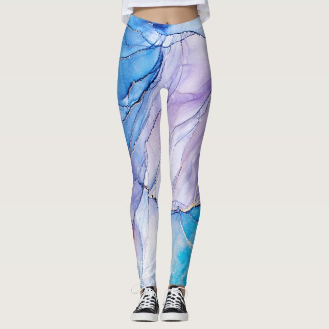 Legging Azul e Roxo Marbled (Frente)
