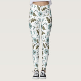 Legging Azul e Verde Floral