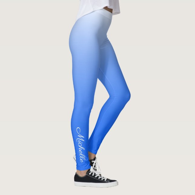 Legging Azul elétrico móvel gradiente personalizado (Direita)