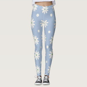 Legging Azul Encantador Daisy e Bolinhas