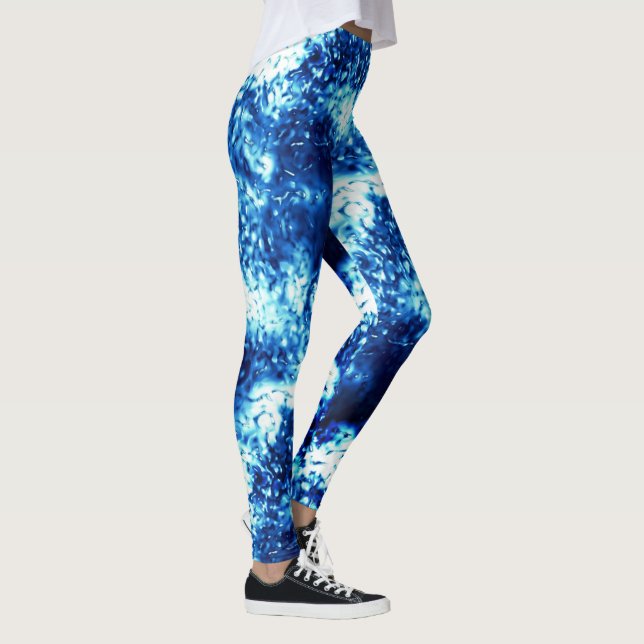 Legging Azul flashado retido parece vidro fosco (Direita)