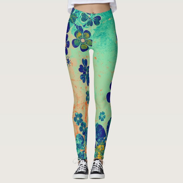 Legging Azul Floral #2 (Frente)
