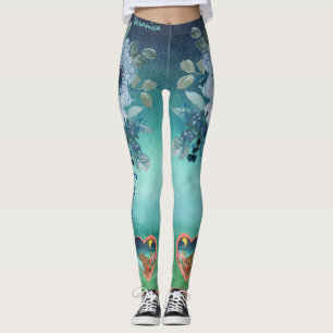 Legging Azul Floral Verde