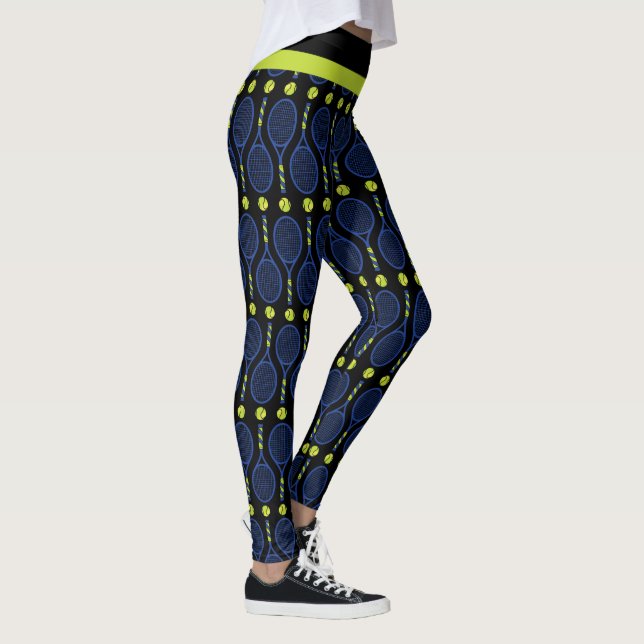 Legging 🎾 azul horizontal, verde, tênis preto 🎾 (Direita)