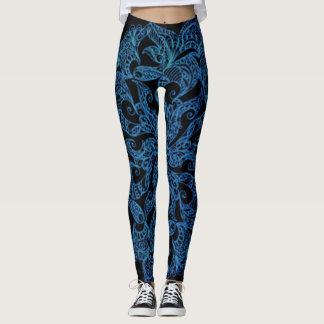 Legging Azul, impressão da forma, teste padrão