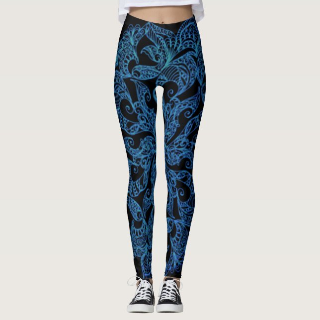 Legging Azul, impressão da forma, teste padrão (Frente)