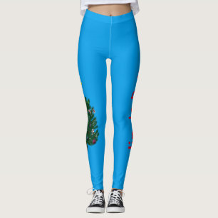 Legging Azul-jingle da árvore de Natal
