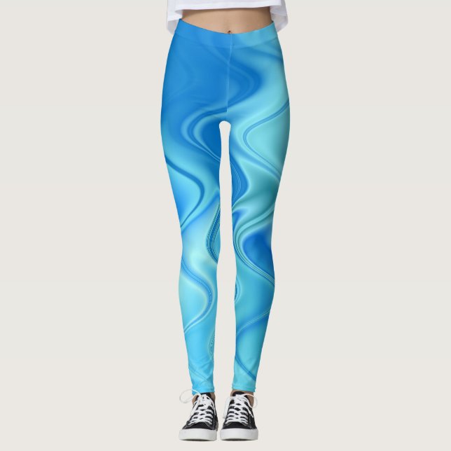 Legging Azul Ondulado Abstrato (Frente)