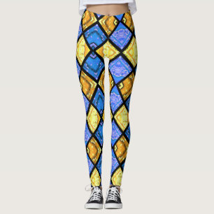 Legging Azul & ouro do Harlequin do dell'Arte de Commedia