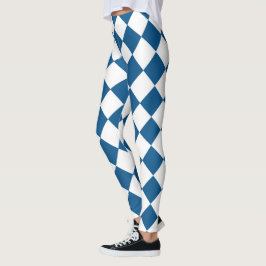 Legging Azul | Padrão Branco Clássico de Harlequins
