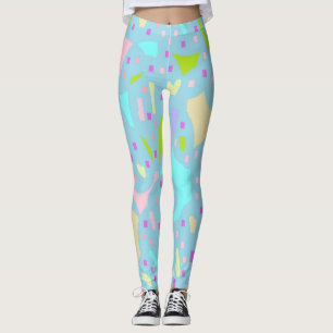 Legging Azul pálido com abertura de verde limão amarelo ro