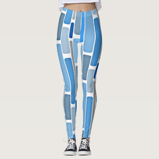 Legging Azul Pastel e Padrão Cinza (Frente)