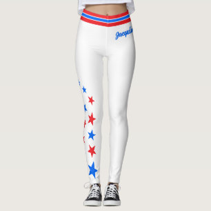 Legging Azul PATRIÓTICO e Vermelho postam seu nome em BRAN