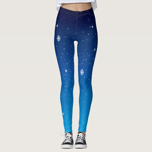 Legging Azul profundo céu noturno estrelado (Frente)