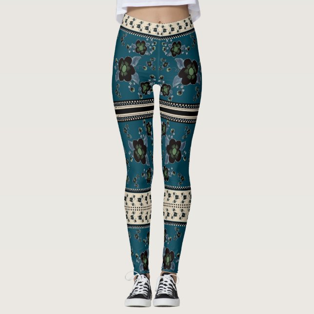 Legging Azul Profundo Flor (Frente)