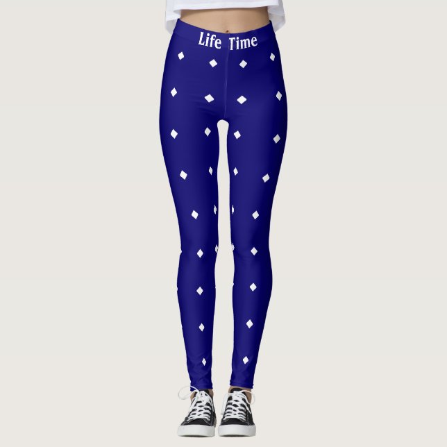Legging Azul Real Moderno e Branco (Frente)